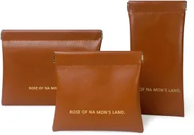 3 PCS Small Makeup Bag for Purse, Squeeze Top Small Pouches for Purse, Snap Closure Small Coin Pouch for Women, PU Leather Mini Cosmetic Organizer Pouch for Lipstick, Sunglasses (Brown)