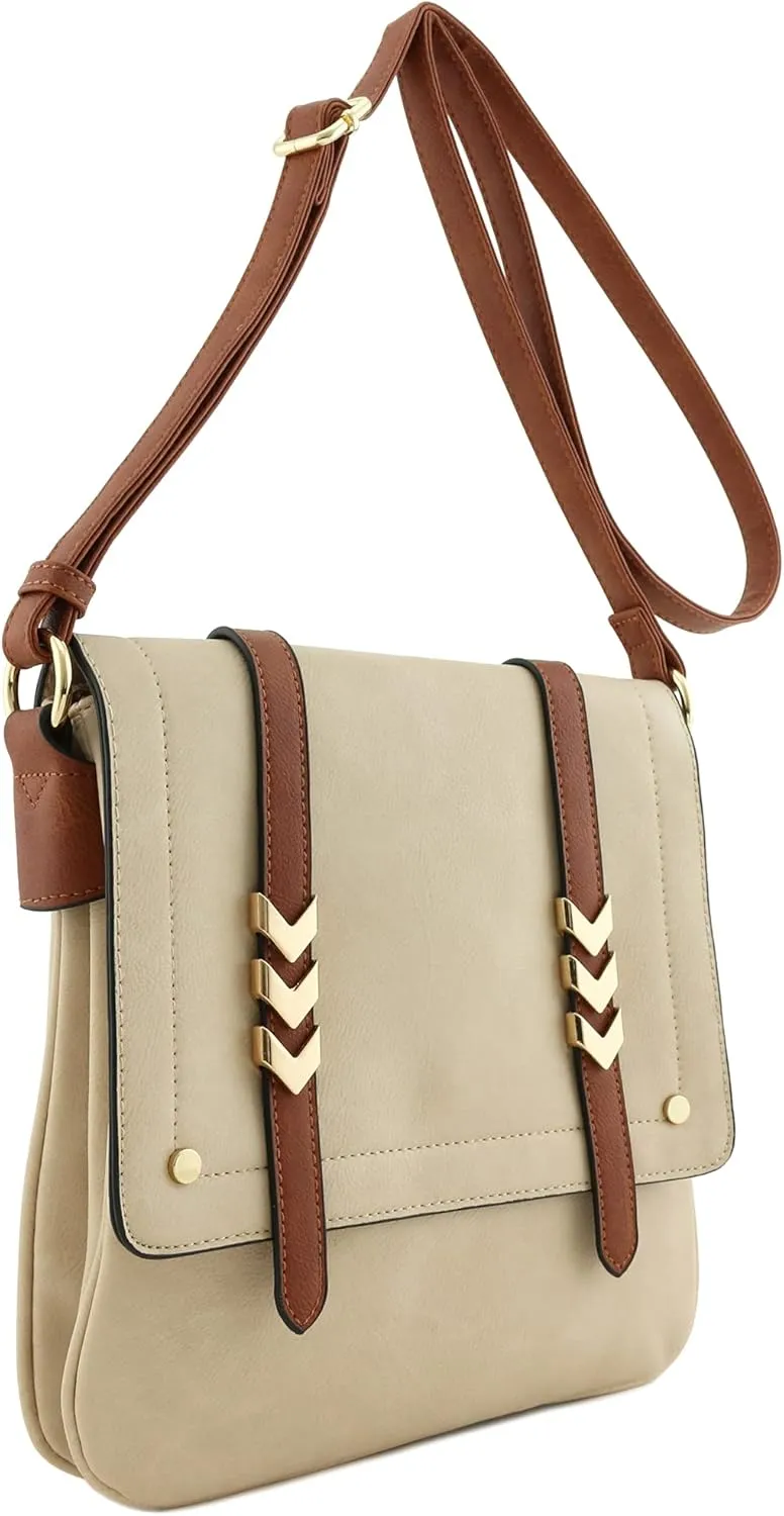 ALYSSA Double Compartment Large Flapover Crossbody Bag