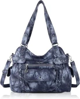 Angel Barcelo Roomy Fashion Hobo Womens Handbags Ladies Purse Satchel Shoulder Bags Tote Washed Leather Bag