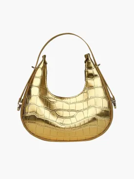 Aure | Metallic Croc-Embossed Shoulder Bag
