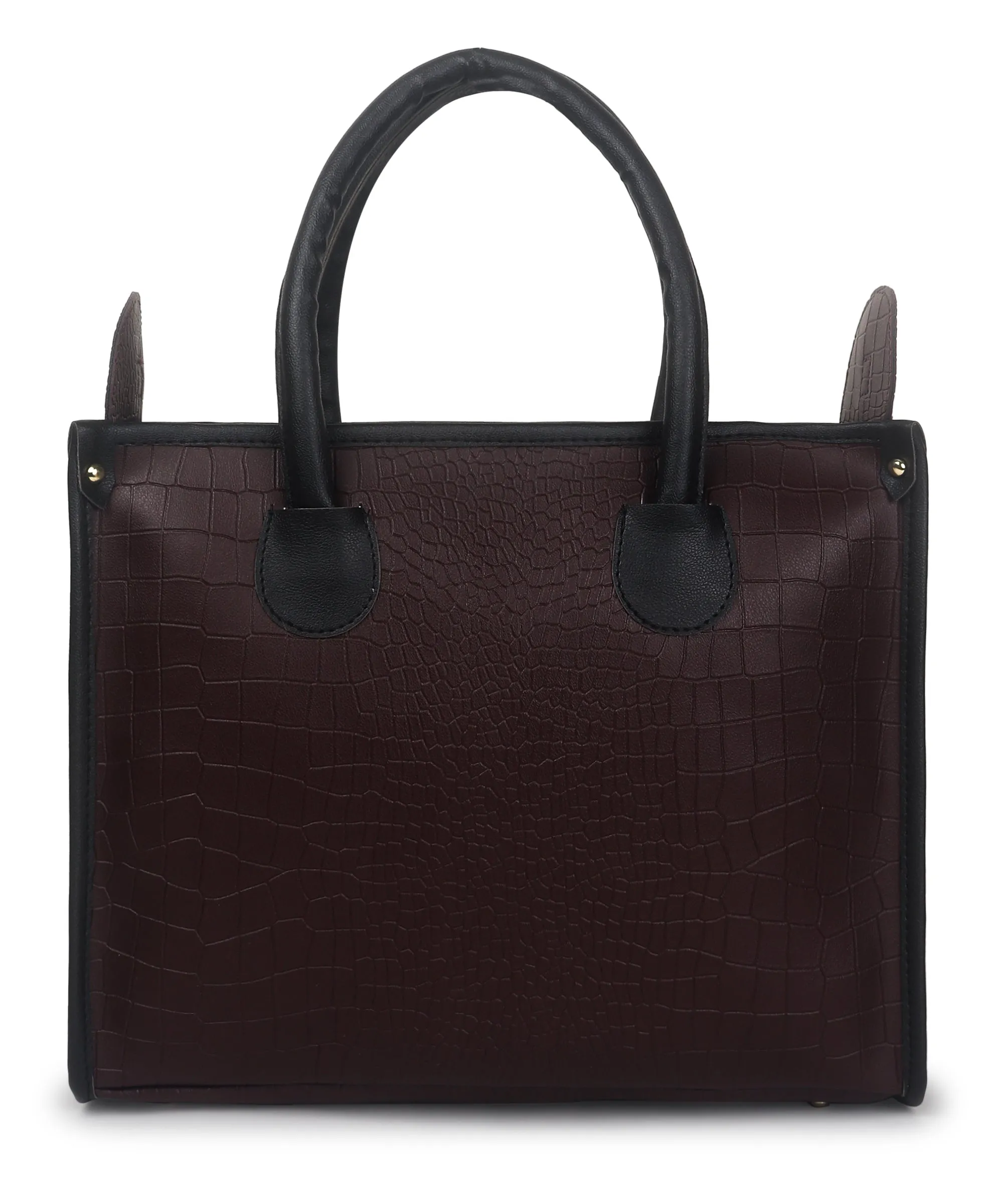 Brown Crocodile Synthetic Leather Handbag For Women