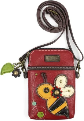 CHALA Cell Phone Crossbody Purse-Women PU Leather/Canvas Multicolor Handbag with Adjustable Strap