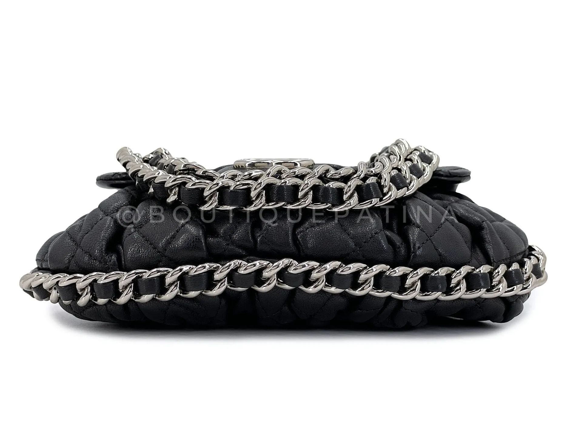Chanel Black Mini Chain Around Flap Crossbody Messenger Bag SHW