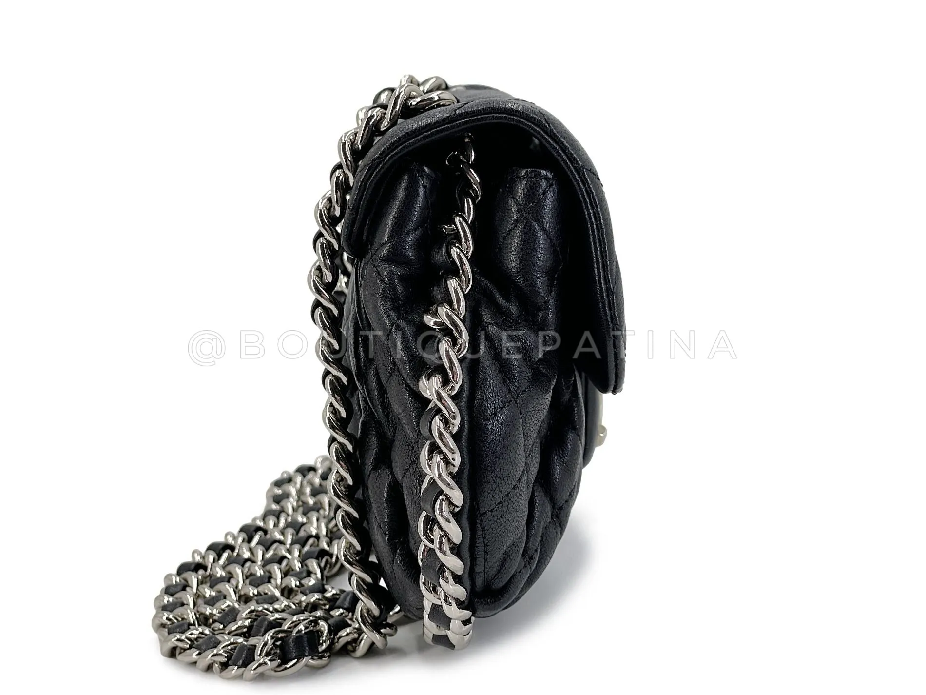 Chanel Black Mini Chain Around Flap Crossbody Messenger Bag SHW
