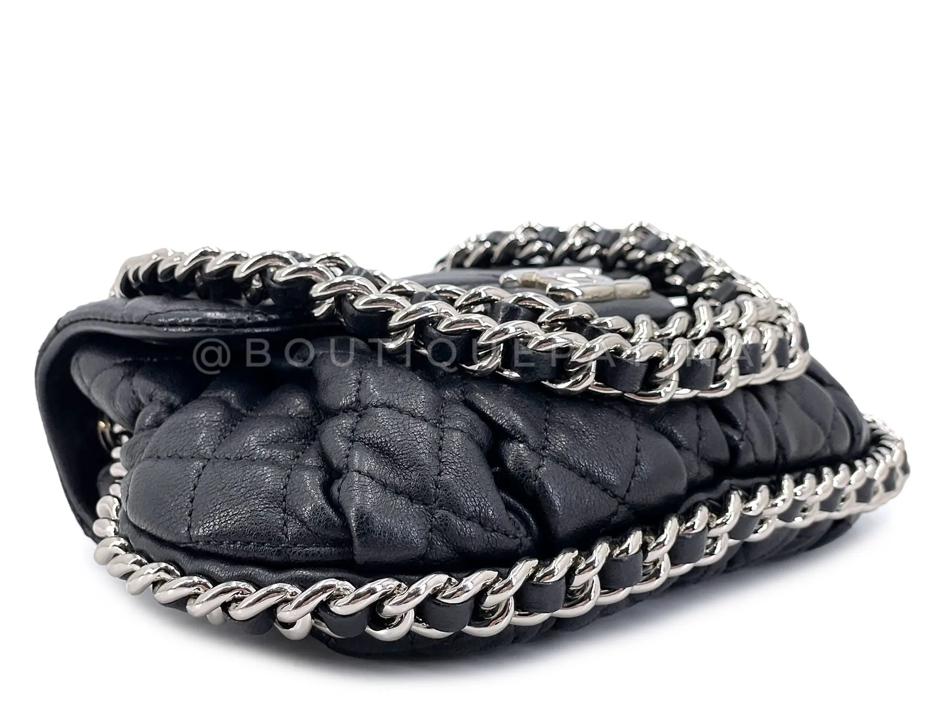 Chanel Black Mini Chain Around Flap Crossbody Messenger Bag SHW