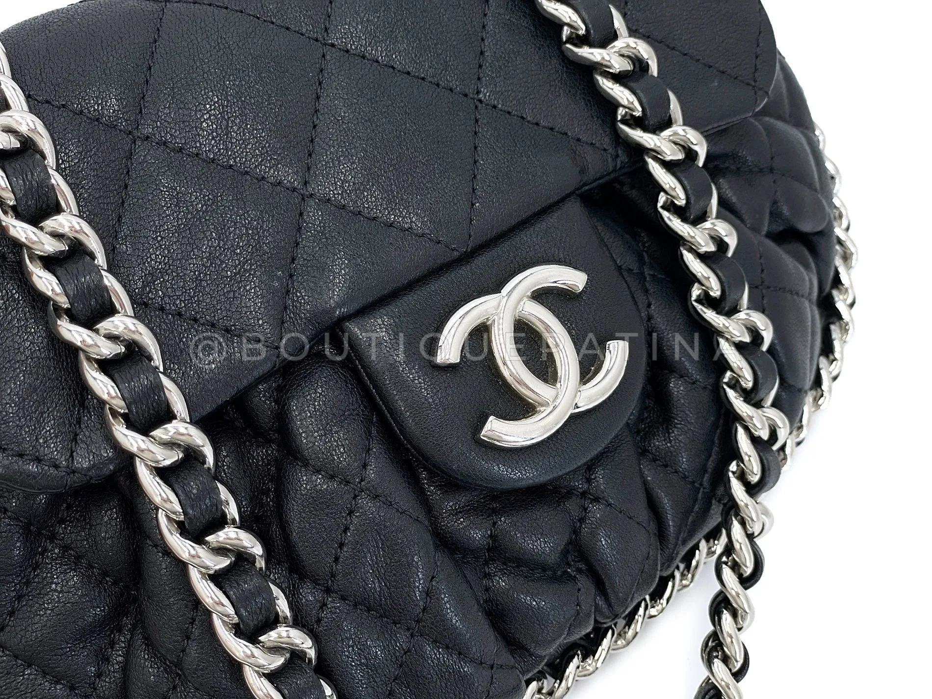 Chanel Black Mini Chain Around Flap Crossbody Messenger Bag SHW