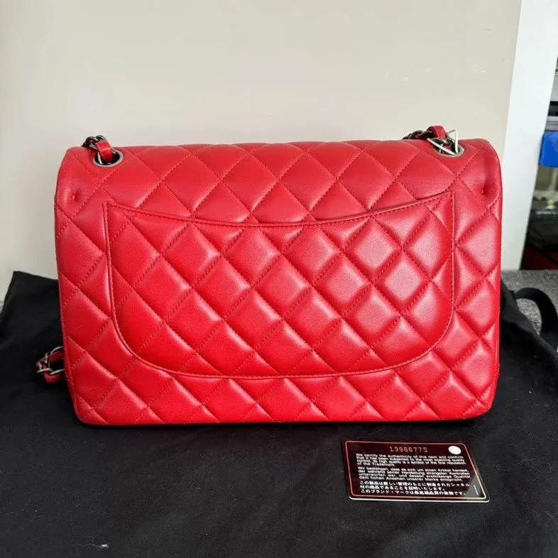 Chanel Classic Flap Bag Red Quilted Leather Medium Size