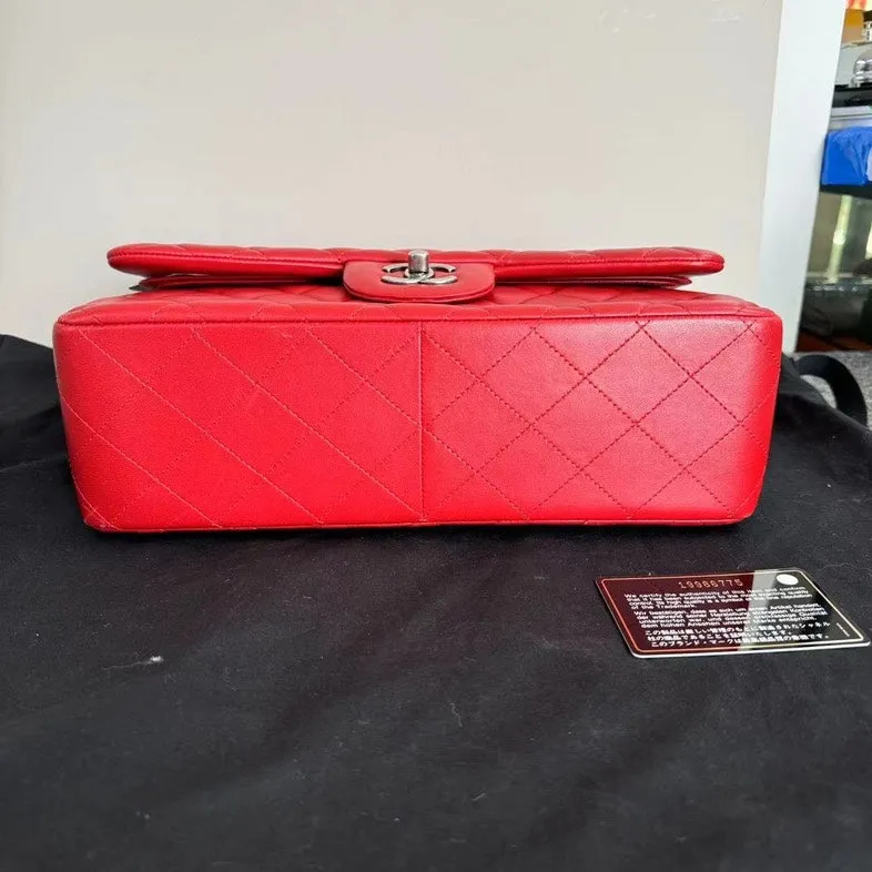 Chanel Classic Flap Bag Red Quilted Leather Medium Size