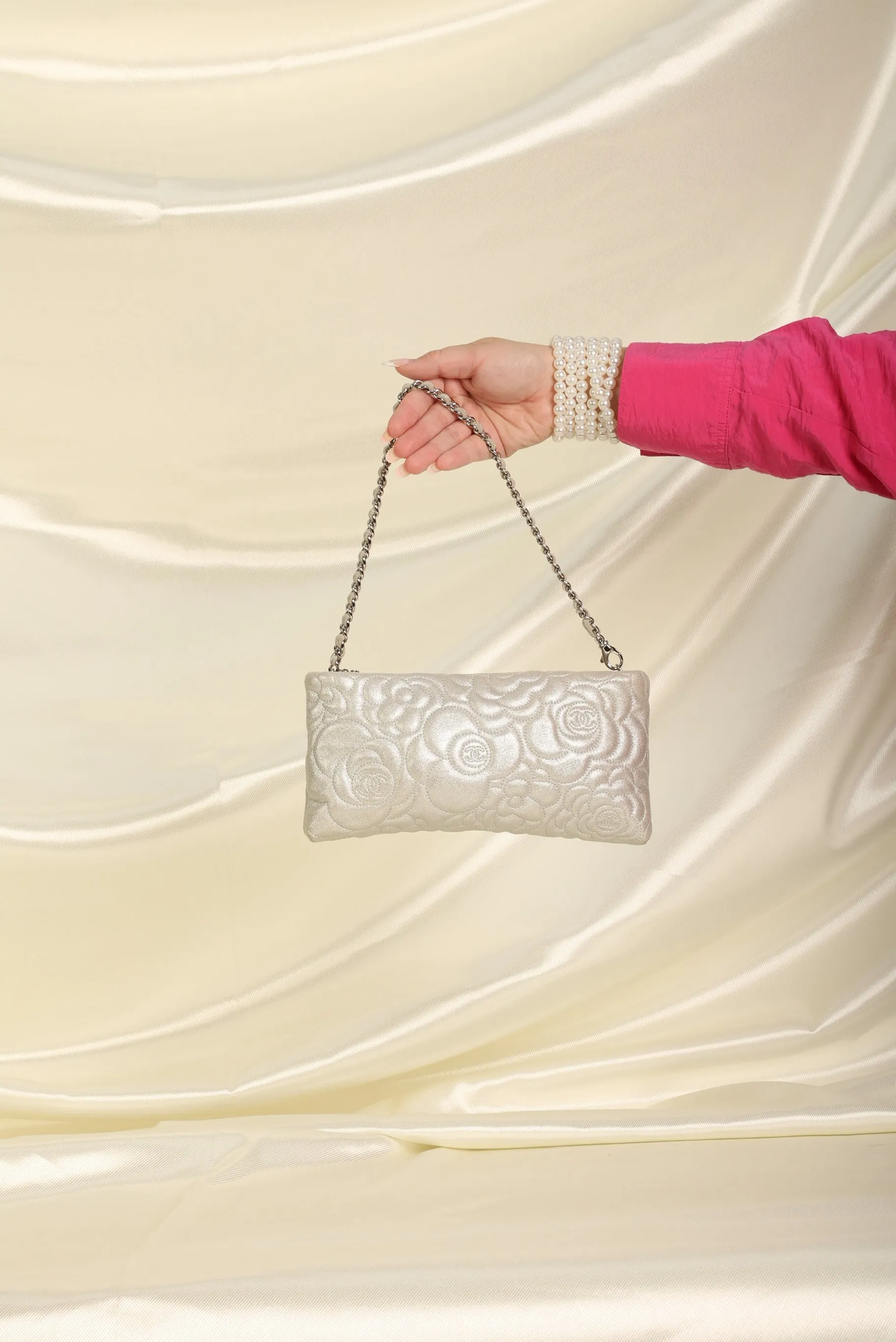 Chanel Metallic Camellia Pochette