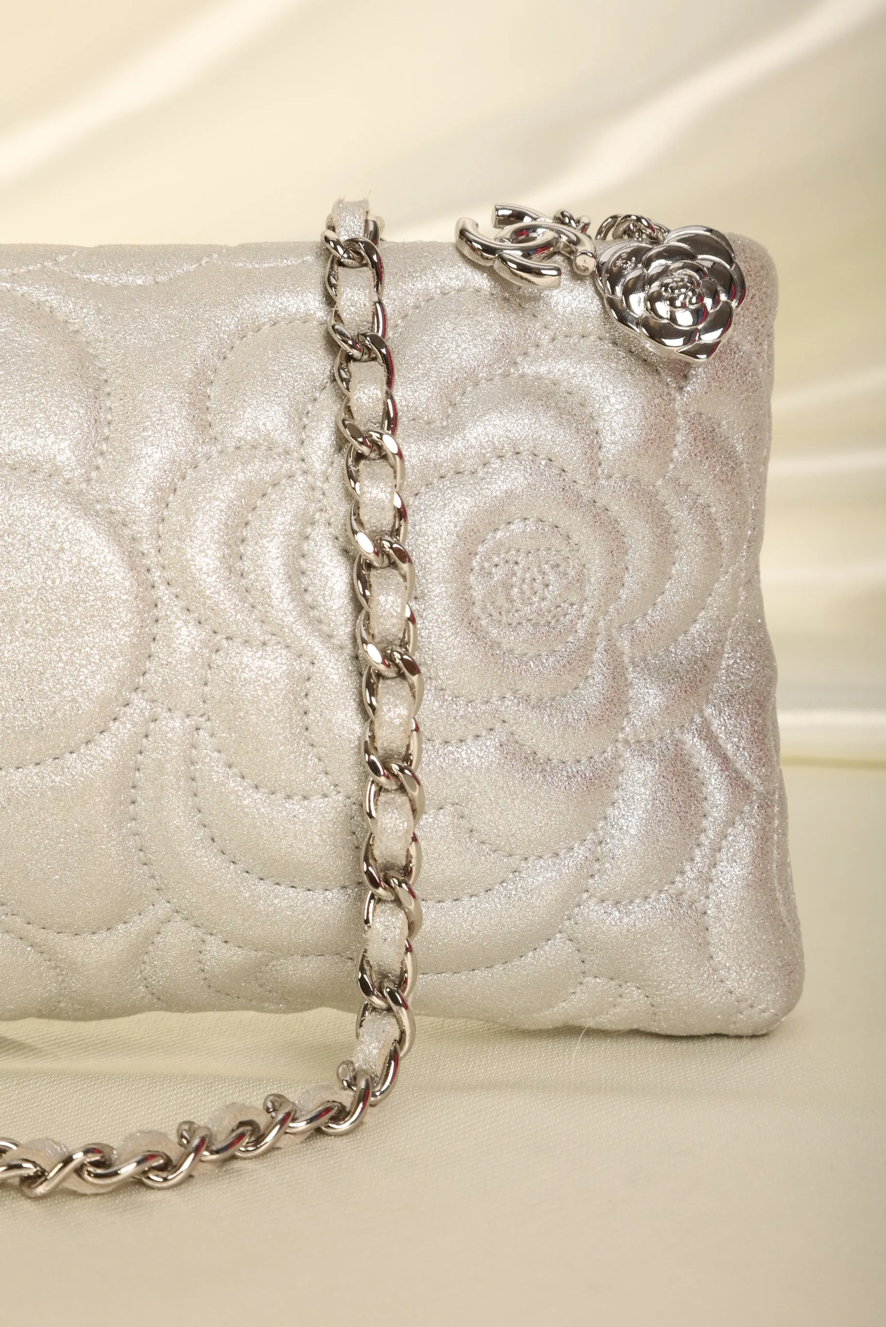 Chanel Metallic Camellia Pochette