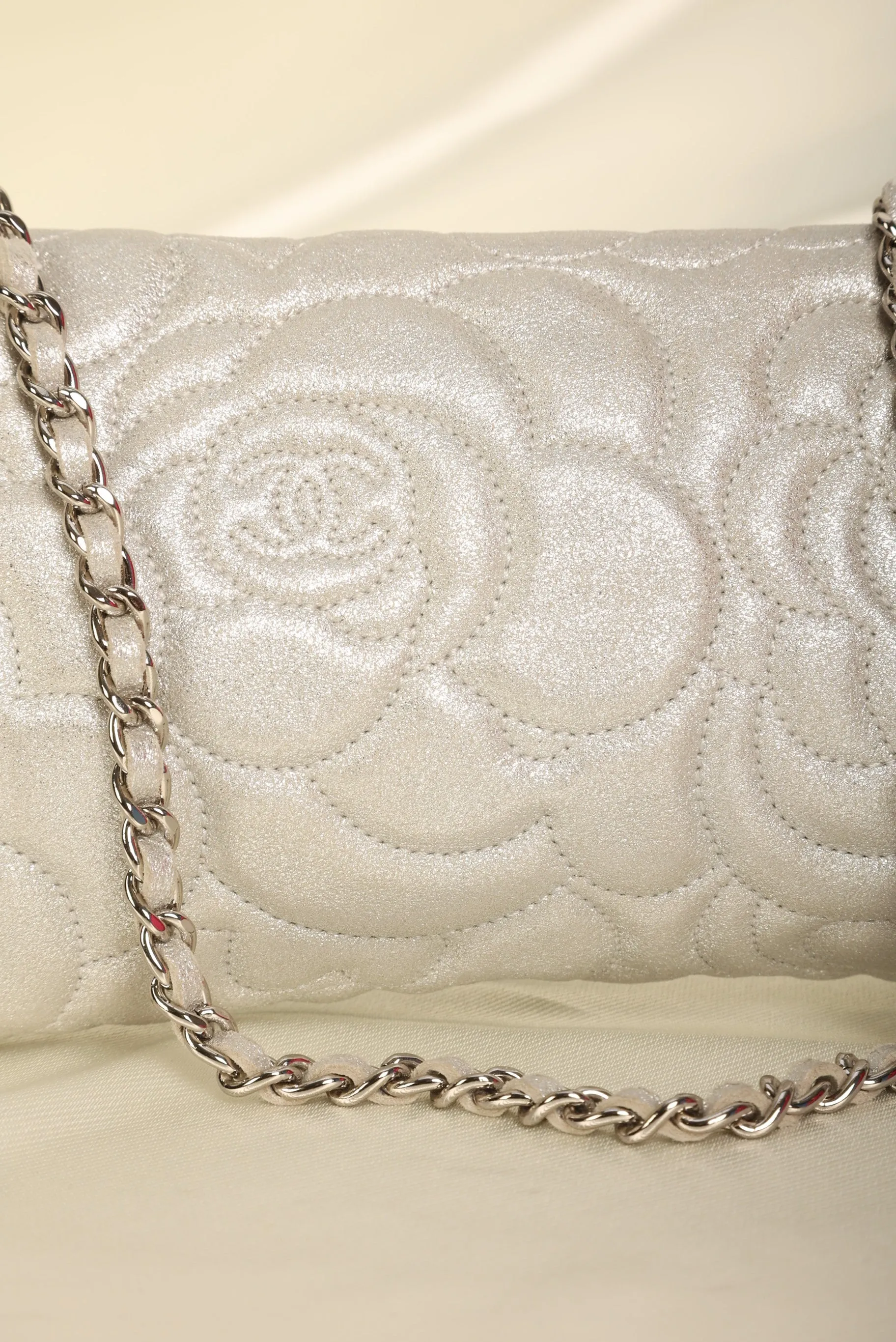 Chanel Metallic Camellia Pochette