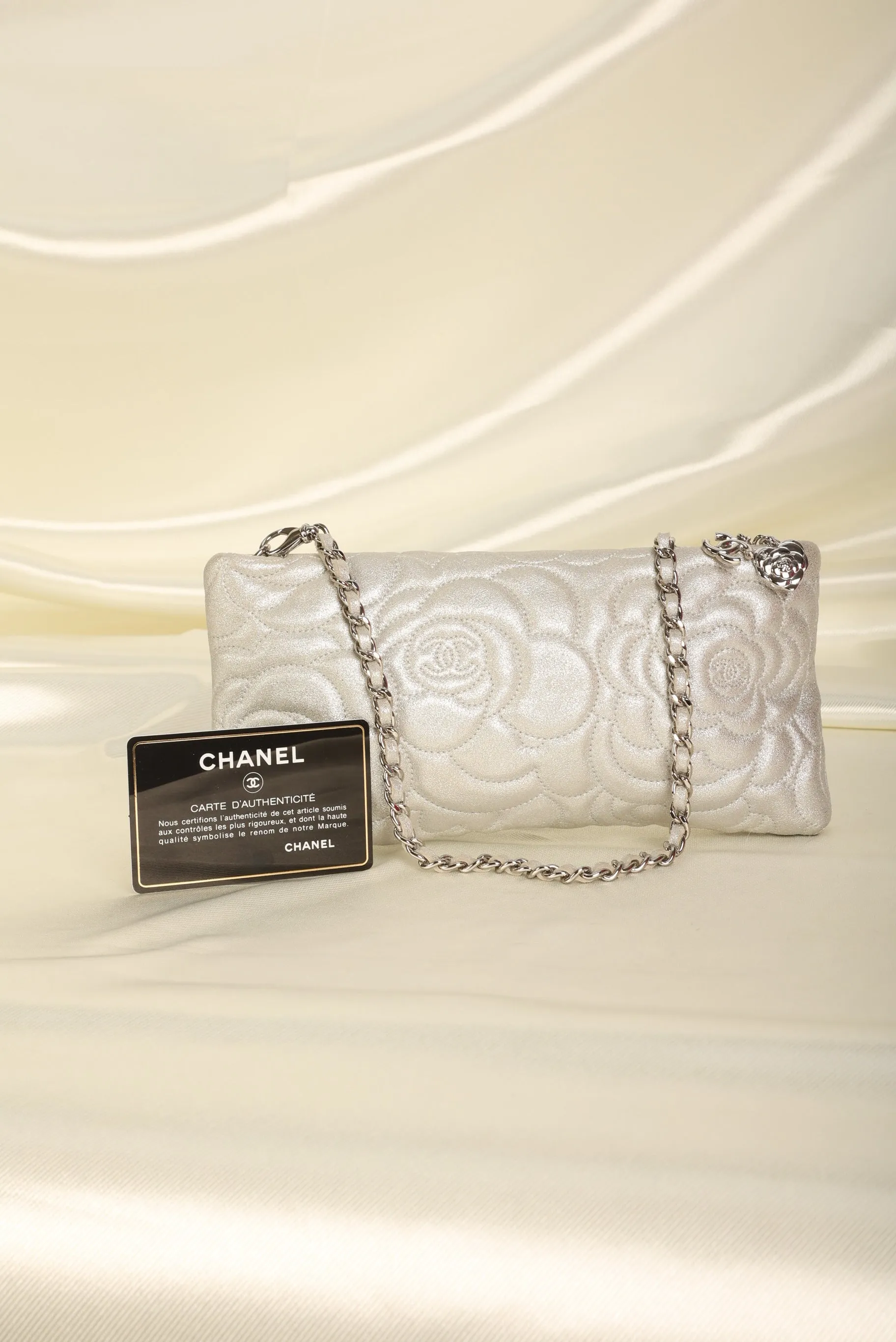 Chanel Metallic Camellia Pochette
