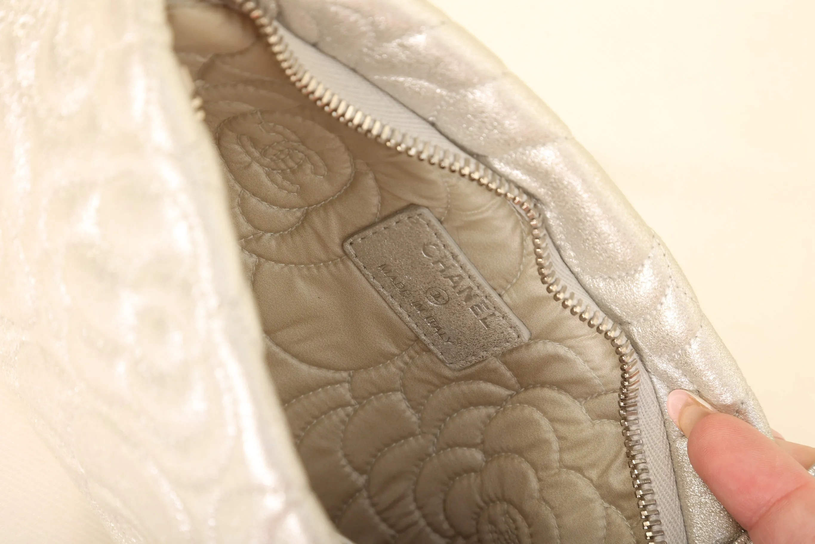 Chanel Metallic Camellia Pochette