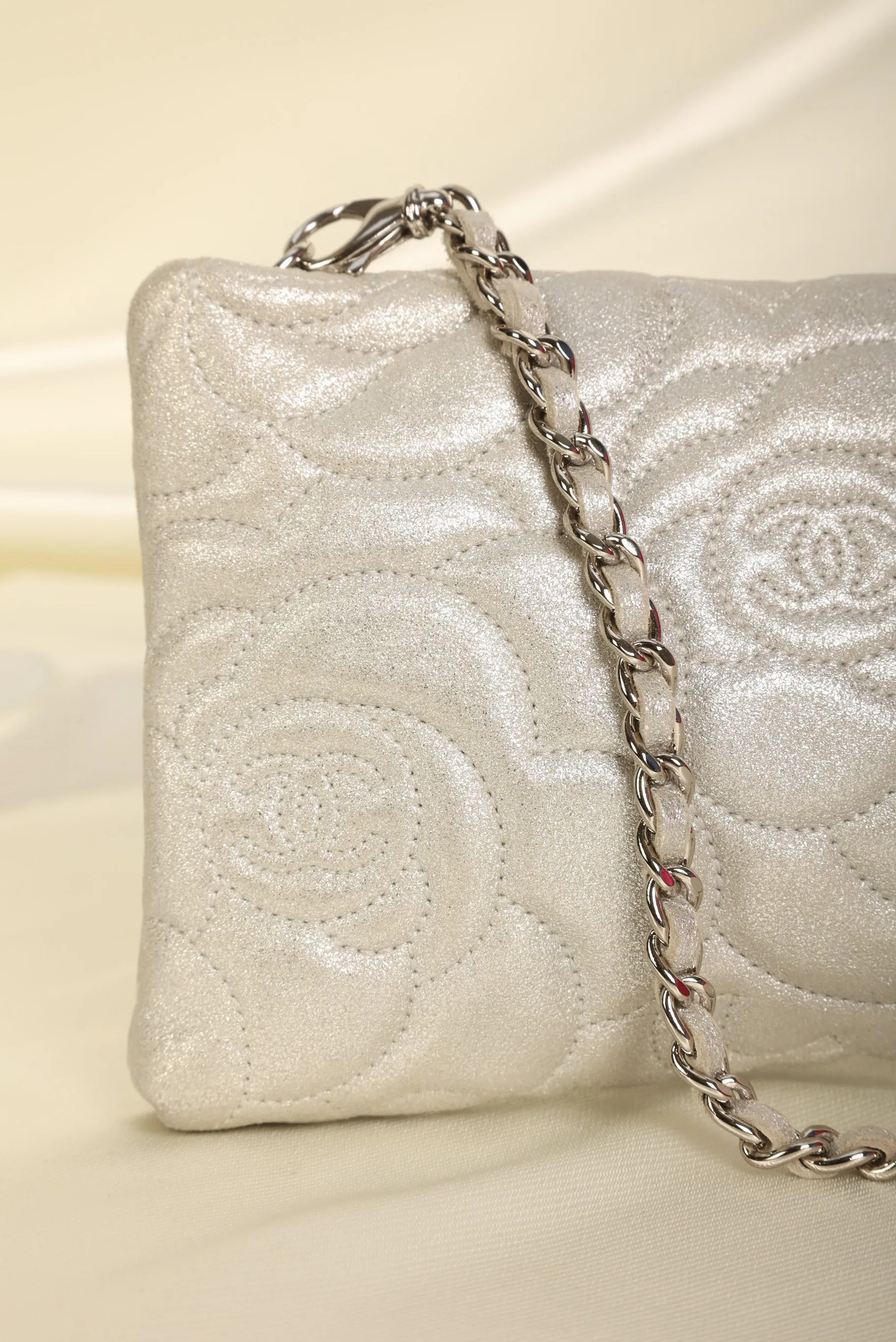 Chanel Metallic Camellia Pochette