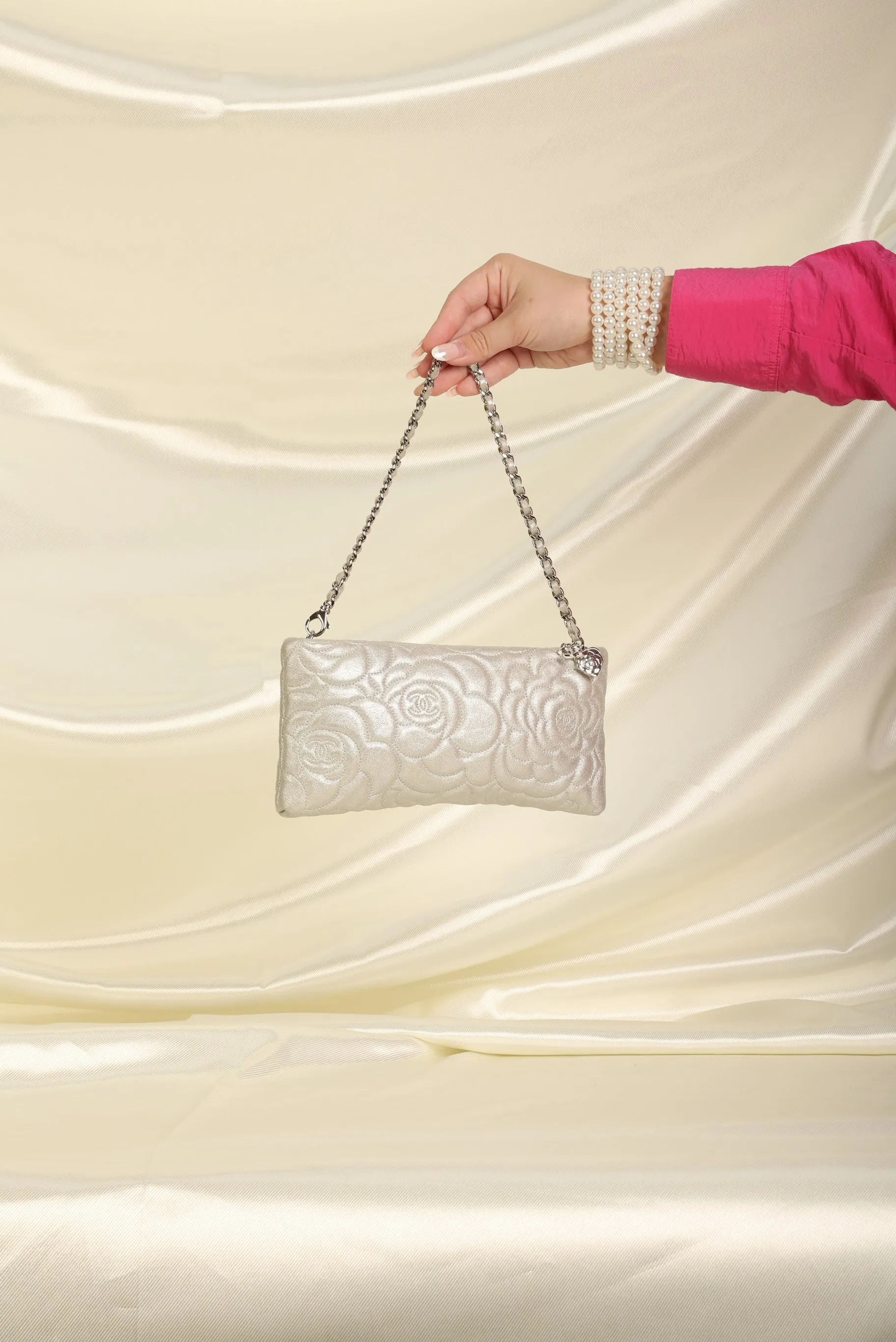 Chanel Metallic Camellia Pochette