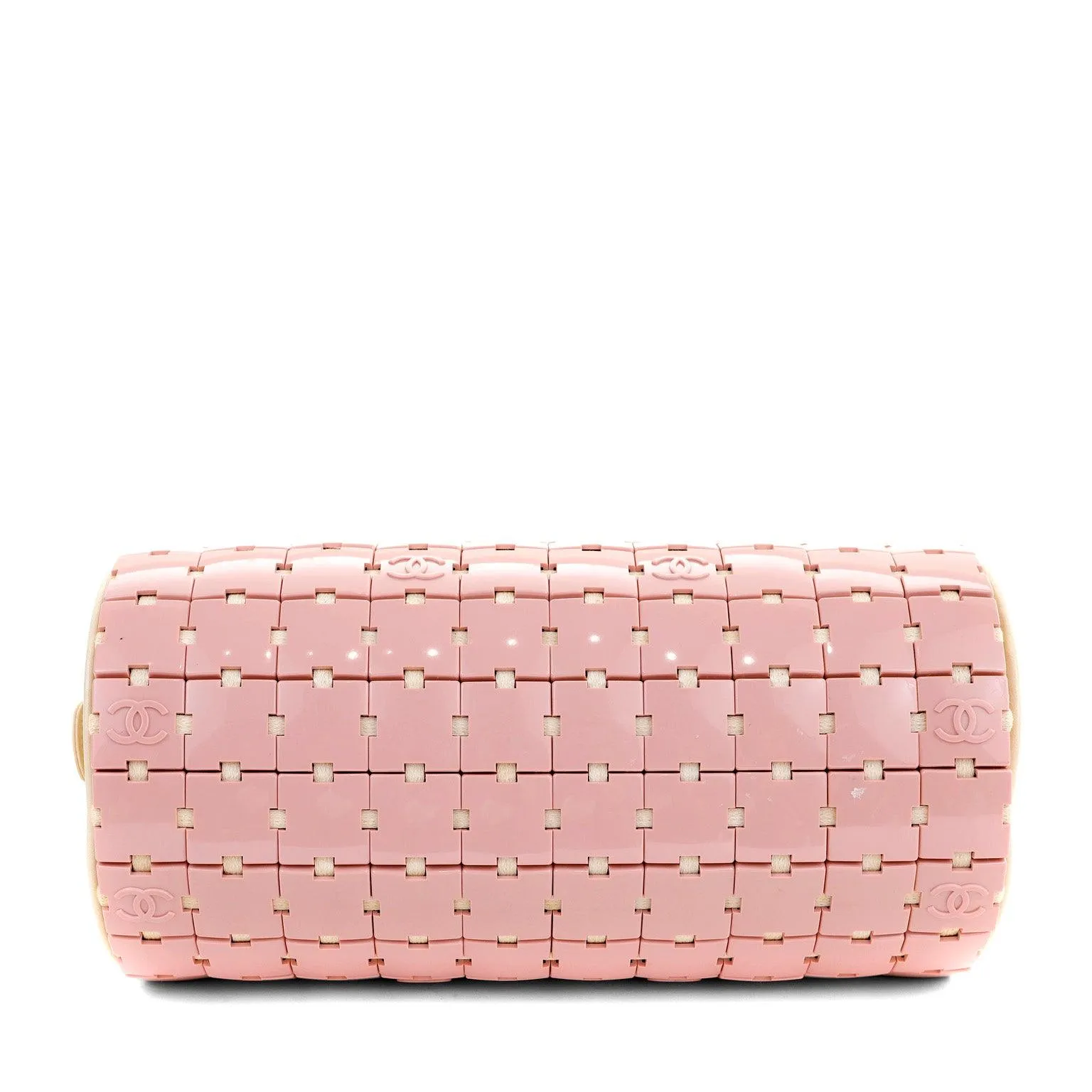 Chanel Pink and Beige Lucite Puzzle Mini Barrel Duffel Handbag RARE