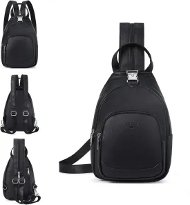 CLUCI Leather Sling Backpack for Women - Small Convertible Crossbody Bag for Travel