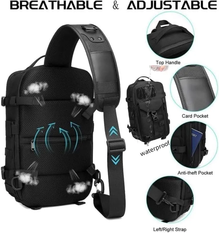 Cosmos Explorer Sling Bag, Anti Theft Tactical Sling Backpack, Waterproof Crossbody Shoulder, Equipped With Belt Buckle(camouflage)