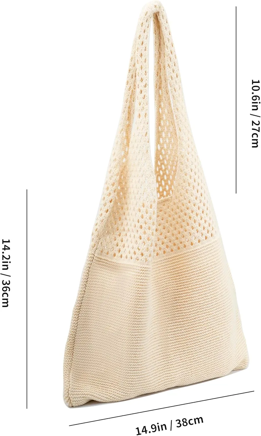 Crochet Tote Bag Cute Knit Summer Beach Tote Bags Aesthetic Vacation Bag for Women