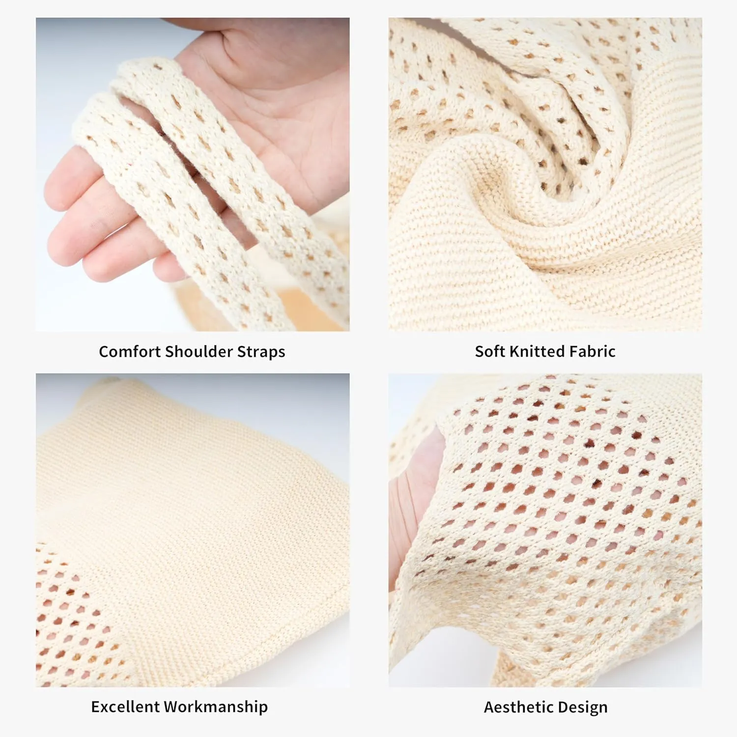Crochet Tote Bag Cute Knit Summer Beach Tote Bags Aesthetic Vacation Bag for Women