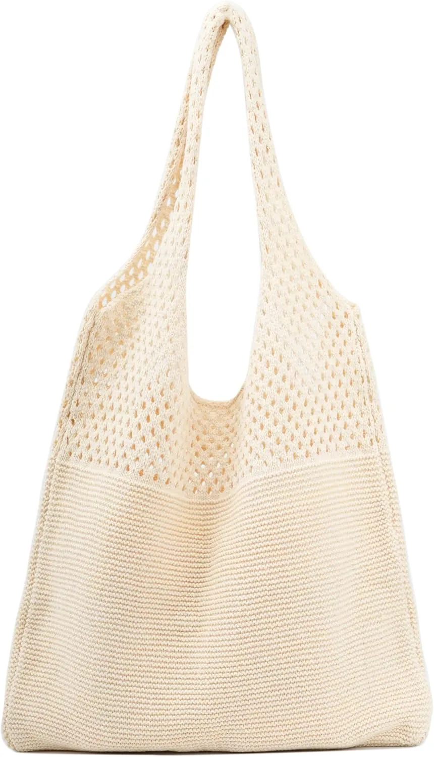 Crochet Tote Bag Cute Knit Summer Beach Tote Bags Aesthetic Vacation Bag for Women