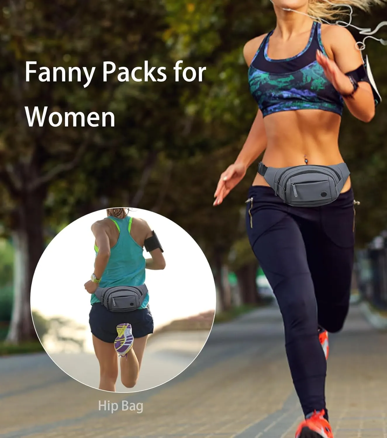 Crossbody Fanny Pack for Women and Men, Large Capacity Waist Bag with 4 Zipper Pockets, Fashion Waist Packs with Adjustable Strap for Traveling, Hiking, Jogging, Cycling, Running