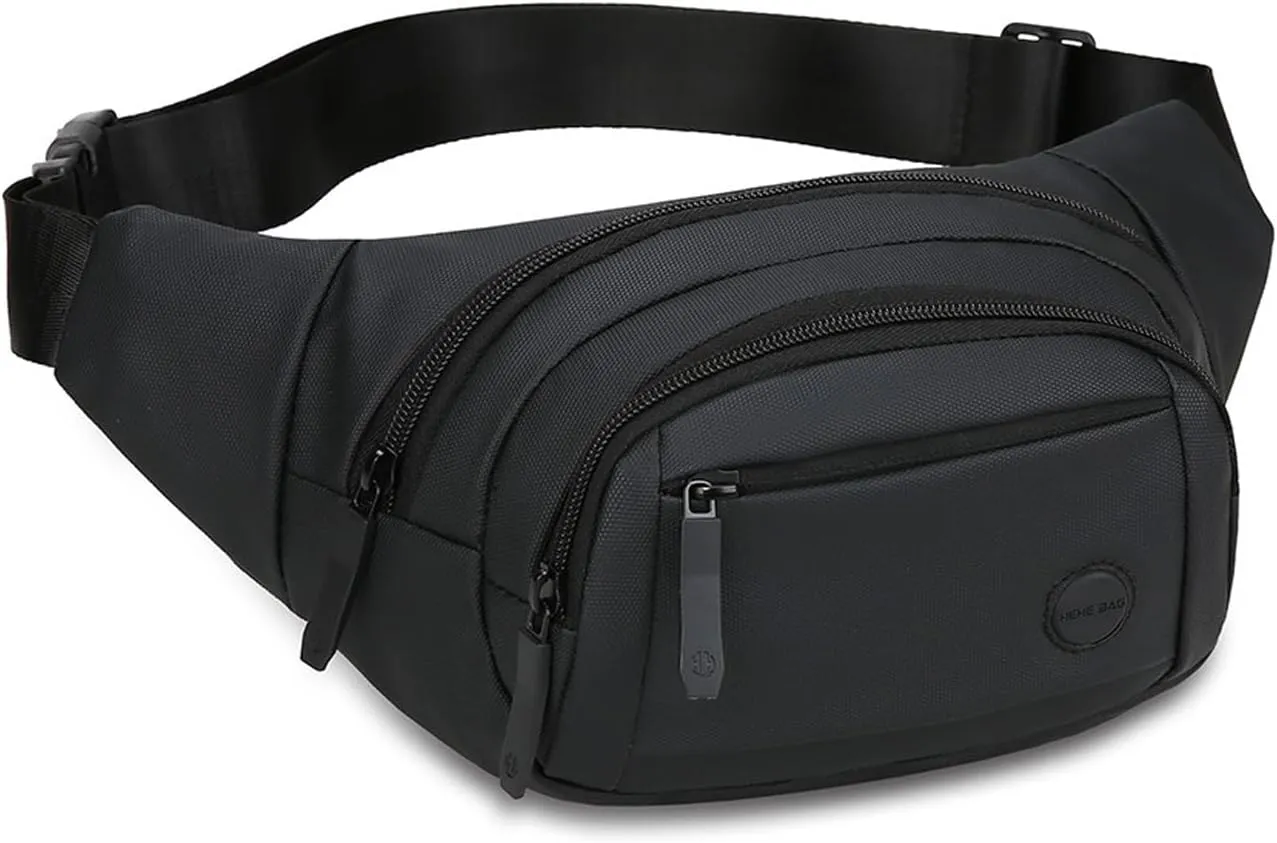 Crossbody Fanny Pack for Women and Men, Large Capacity Waist Bag with 4 Zipper Pockets, Fashion Waist Packs with Adjustable Strap for Traveling, Hiking, Jogging, Cycling, Running