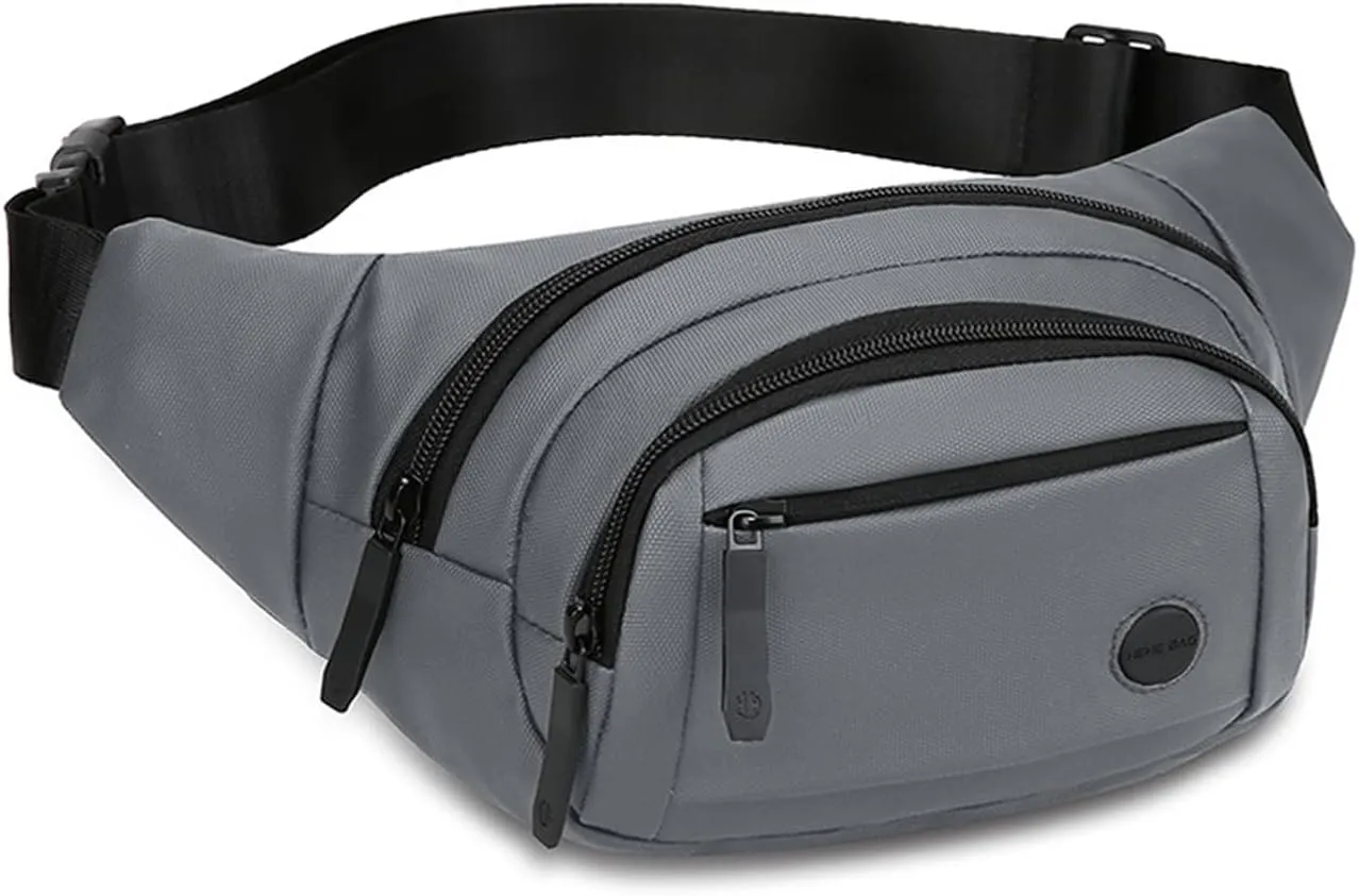 Crossbody Fanny Pack for Women and Men, Large Capacity Waist Bag with 4 Zipper Pockets, Fashion Waist Packs with Adjustable Strap for Traveling, Hiking, Jogging, Cycling, Running