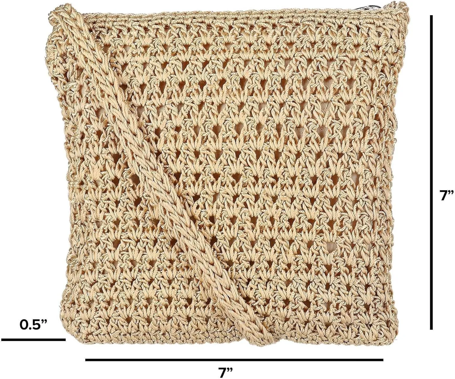 CTM Women's Crochet Crossbody Handbag, Camel