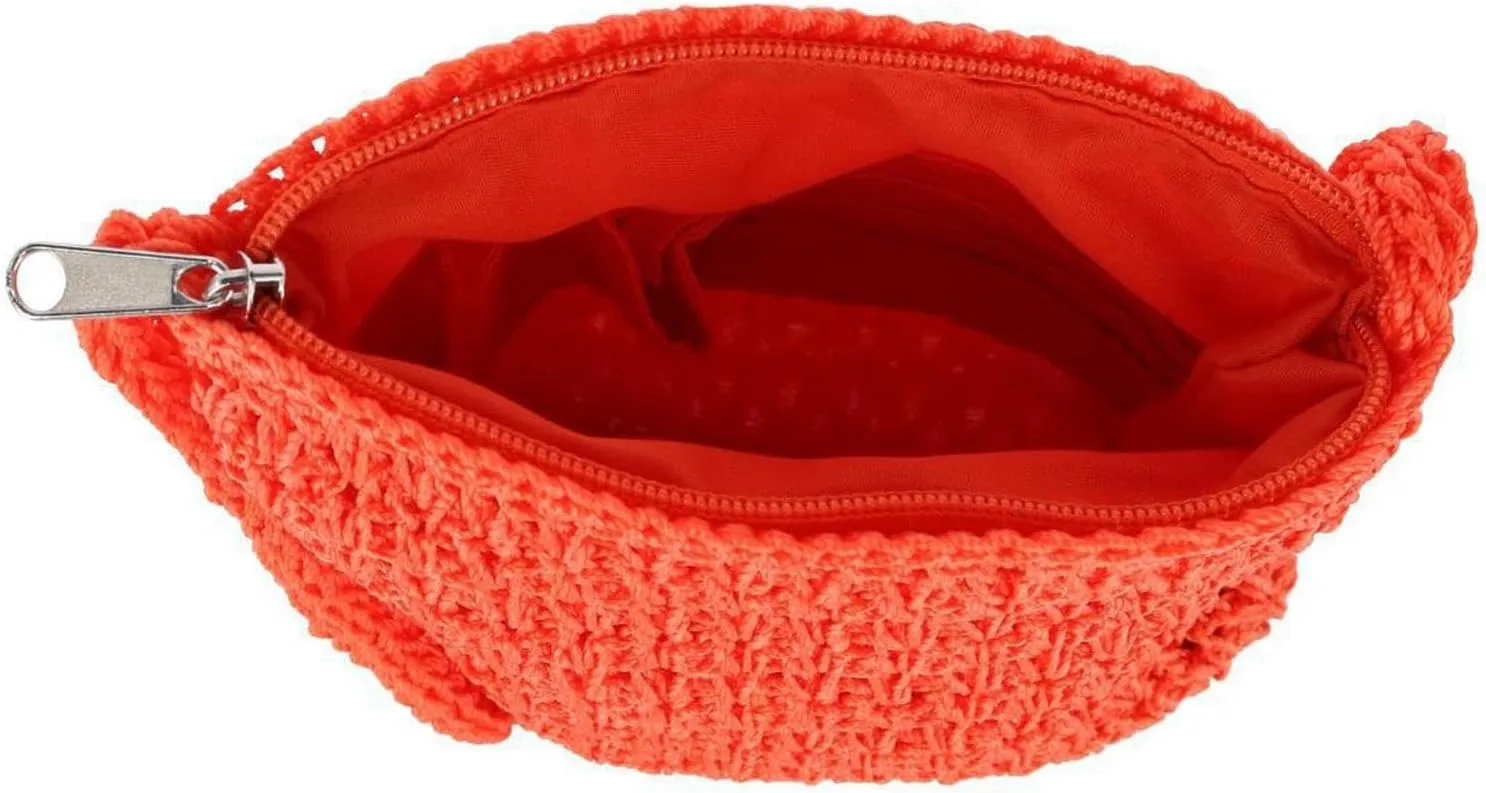 CTM Women's Crochet Crossbody Handbag, Coral