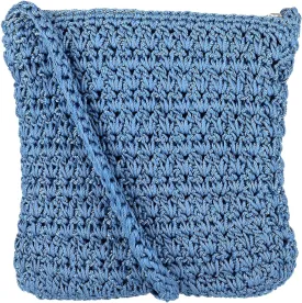 CTM Women's Crochet Crossbody Handbag, Denim