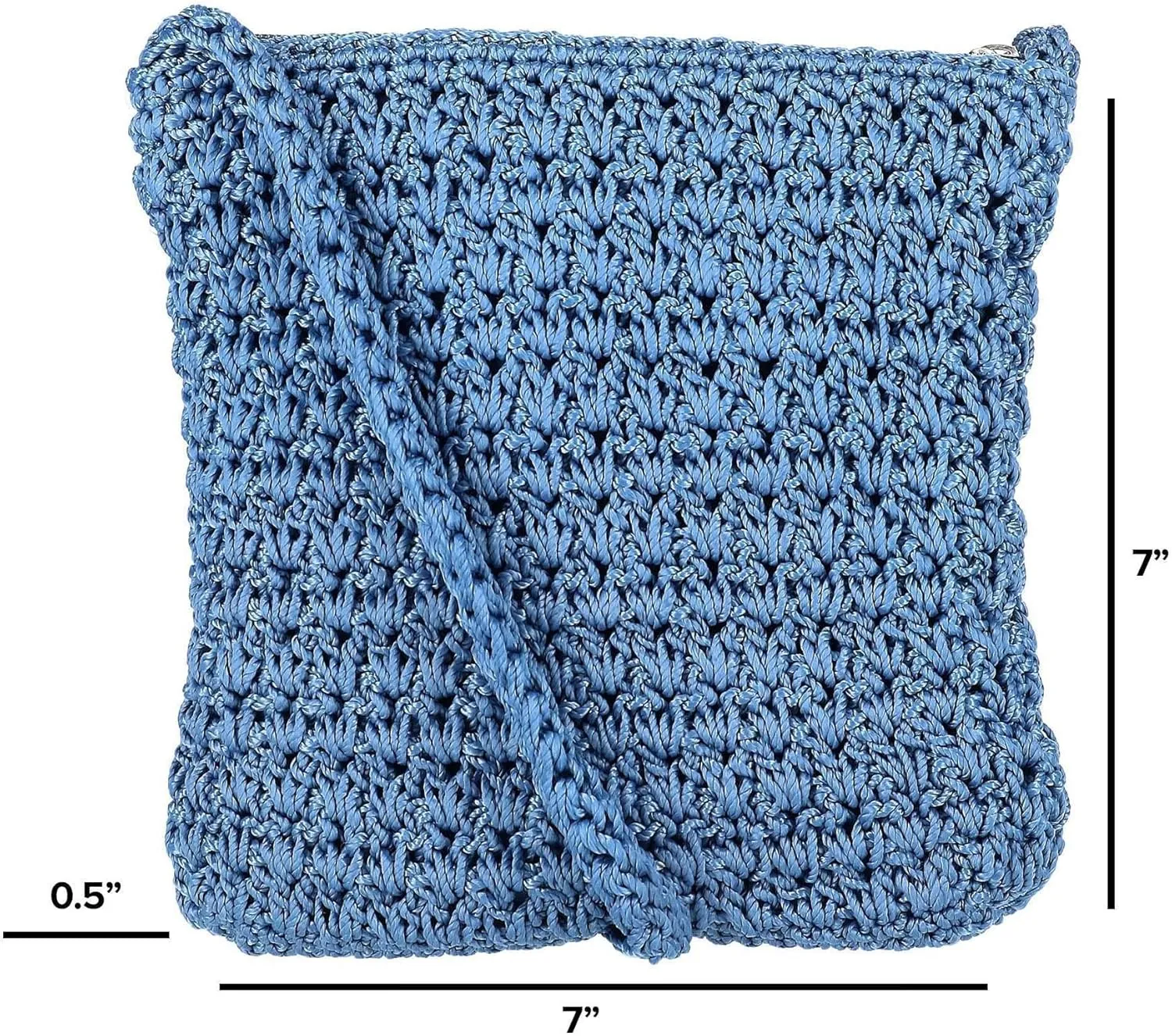 CTM Women's Crochet Crossbody Handbag, Denim