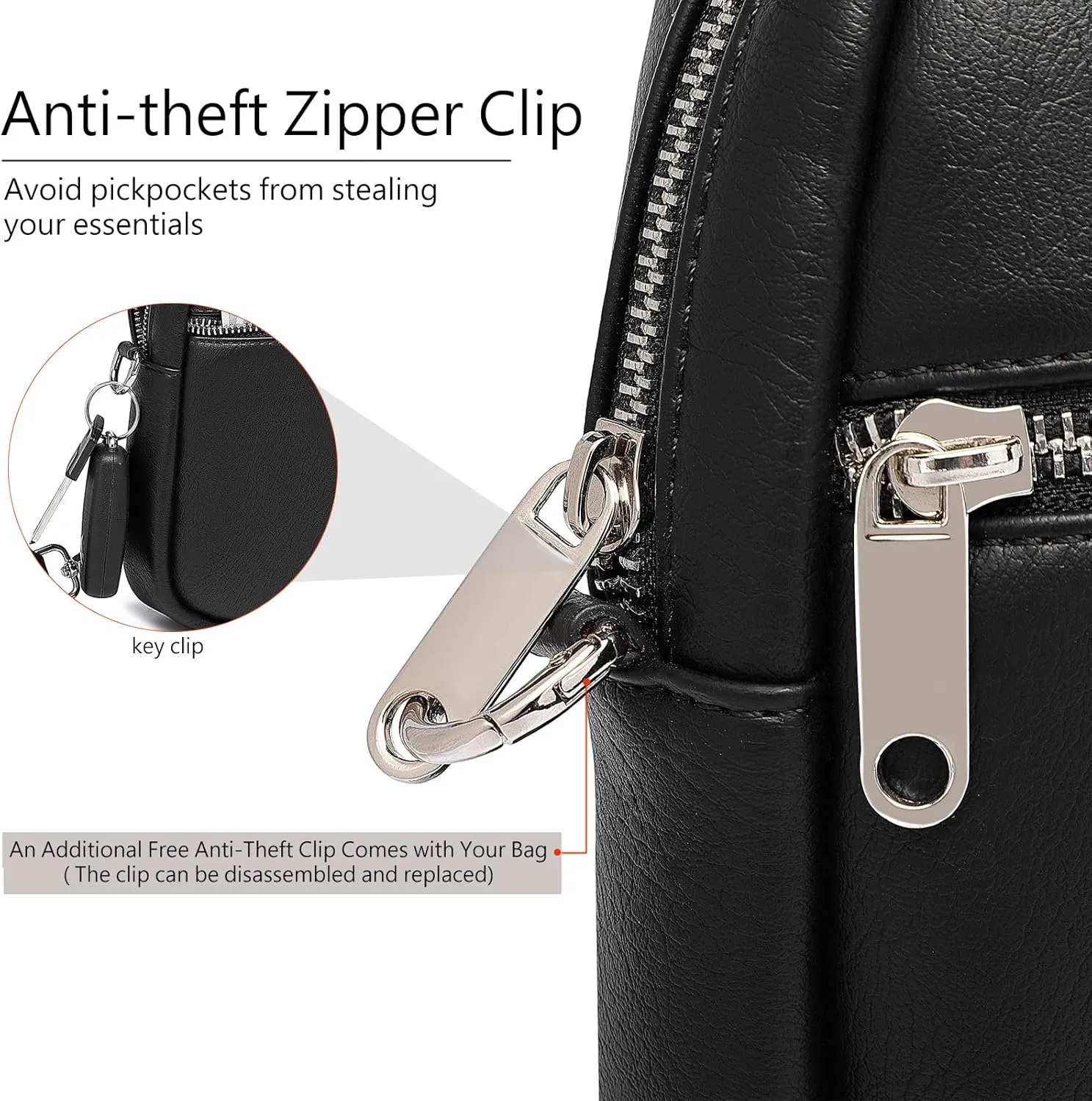 DIOMO Anti Theft Crossbody Bags for Women with Zipper Lock, RFID Small Sling Bag, Vegan Leather Safe Mini Travel Purse (Small-Black)