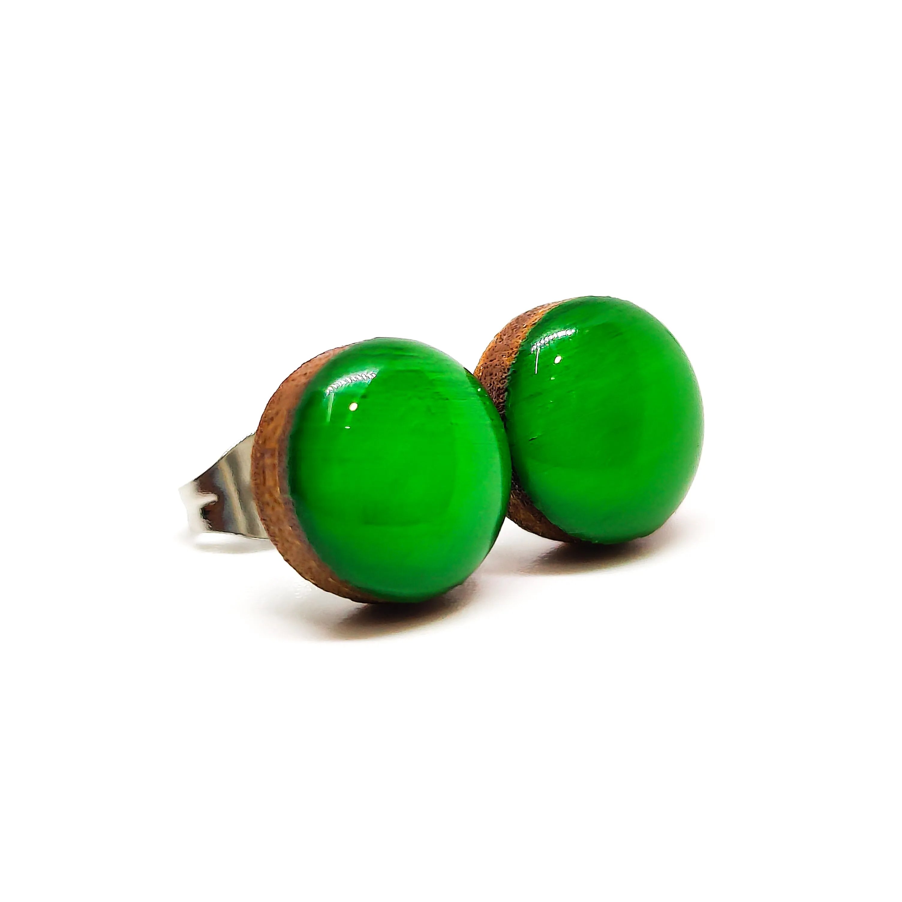 Emerald Green Stud Earrings by Candi Cove Designs