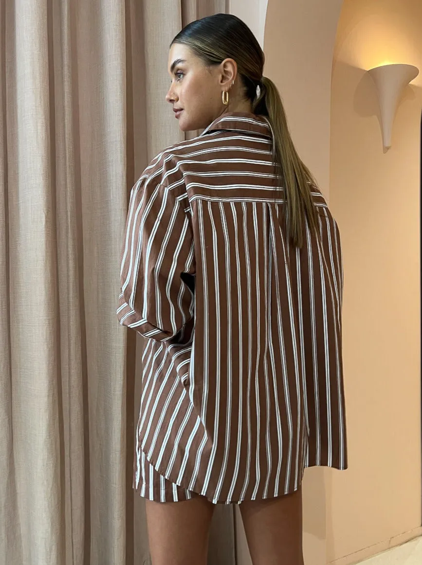 Faithfull the Brand Daija Shirt in Stripe Cinnamon