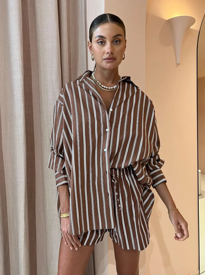 Faithfull the Brand Daija Shirt in Stripe Cinnamon