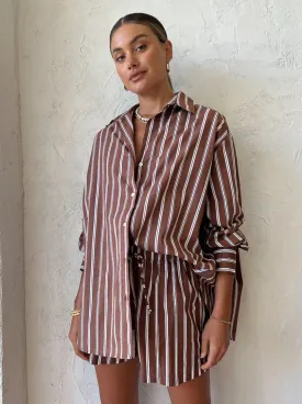 Faithfull the Brand Daija Shirt in Stripe Cinnamon