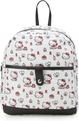 Fast Forward Girls Mini Backpack - Hello Kitty Faux Leather Bag for Girls - 12" Elementary Kindergarten Prep School Bookbag, Hello Kitty White