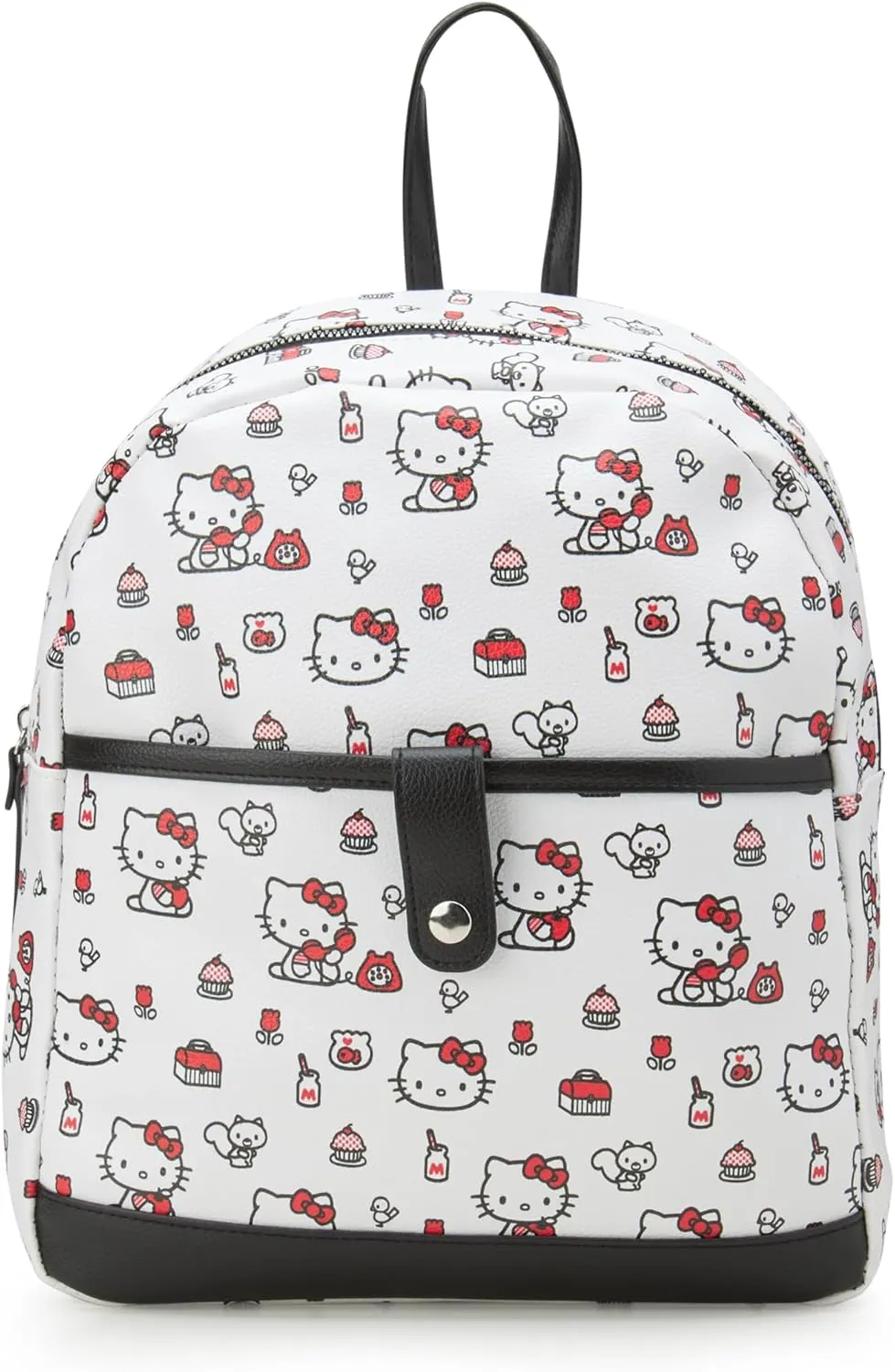 Fast Forward Girls Mini Backpack - Hello Kitty Faux Leather Bag for Girls - 12" Elementary Kindergarten Prep School Bookbag, Hello Kitty White
