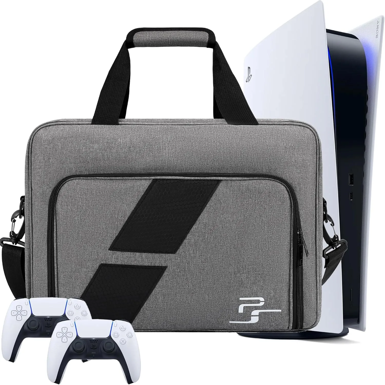FCQQYWZ PS5 Travel Bag, Large Capacity Protective Case for Console, Controllers, Game Cards, Accessories - GREY