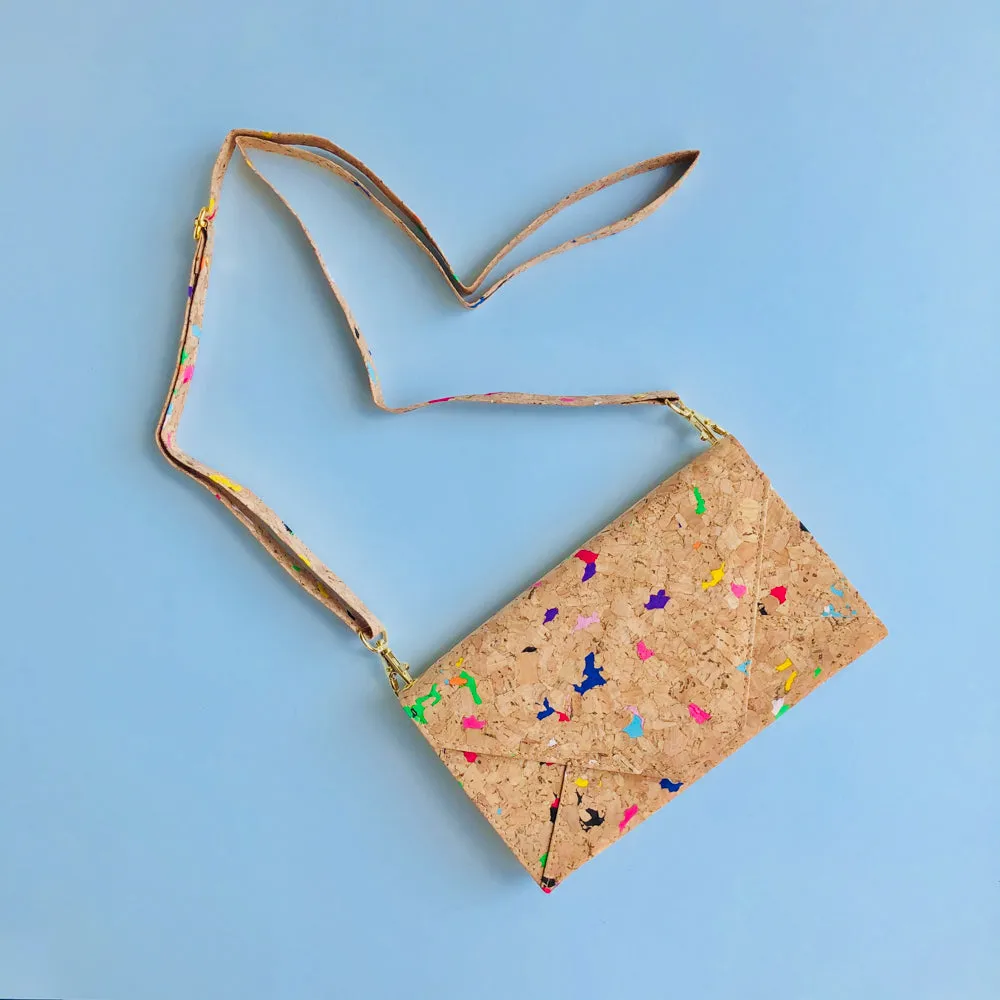 Flora Cork Cross Body Clutch in Vivid