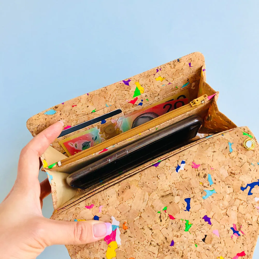 Flora Cork Cross Body Clutch in Vivid