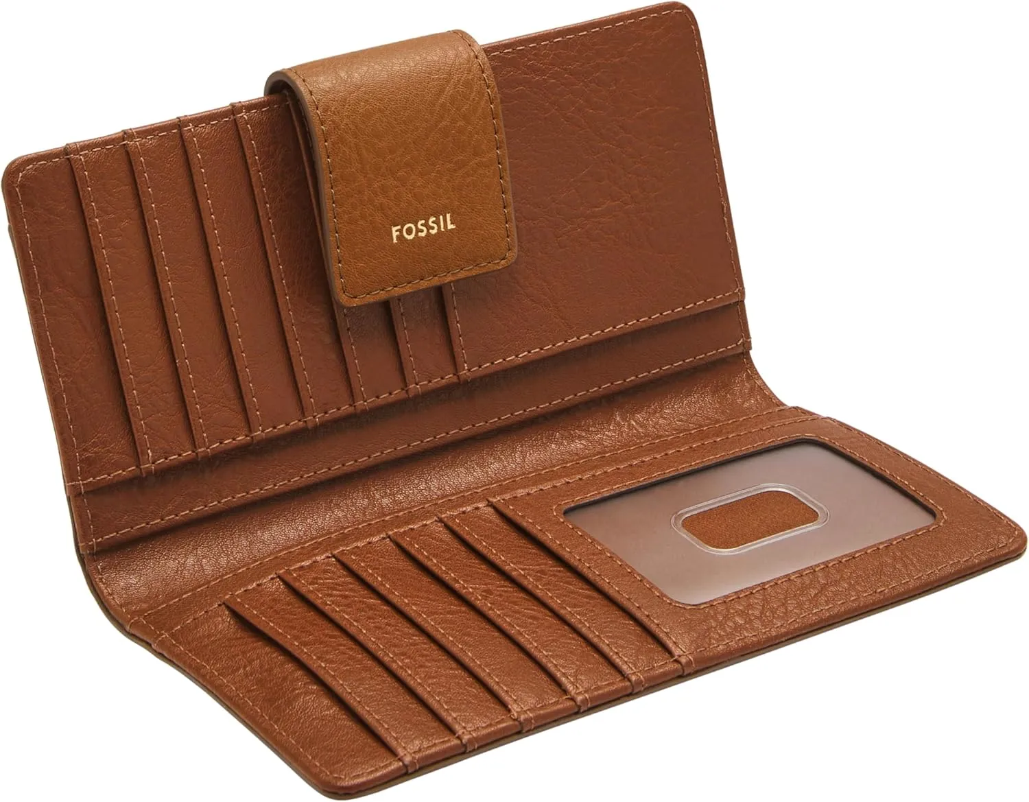 Fossil Women's Logan Faux Leather RFID Blocking Tab Clutch Wallet, Multi Woven Print (Model: SL10057564)
