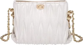Hanbella Cross body Clutch Purses for Women & Teens - Cute Small Quilted Leather Shoulder Bag with Gold Chain for Girls