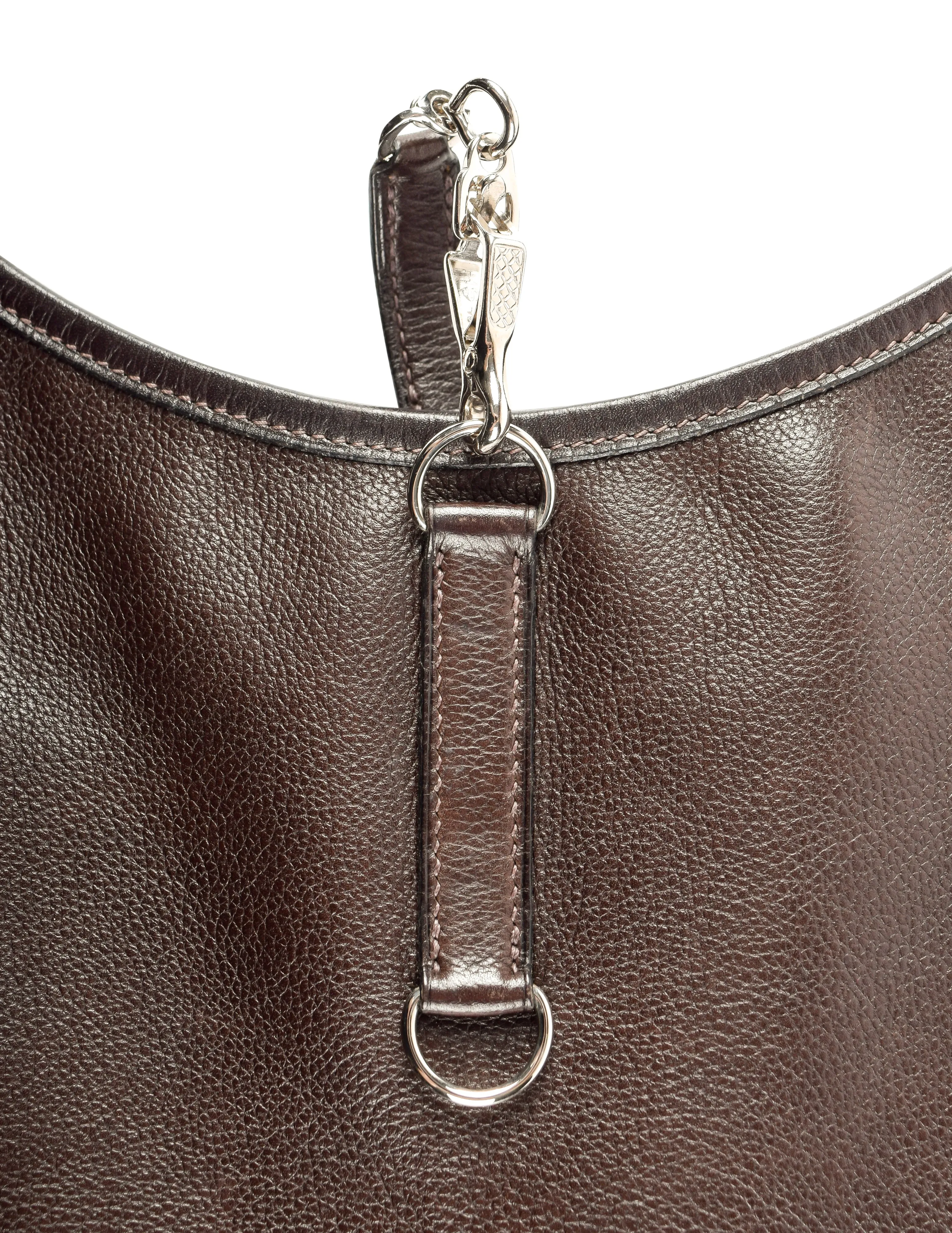 Hermes Vintage 2004 Chocolate Brown Leather Sac Trim Anate Fringe Shoulder Satchel Bag