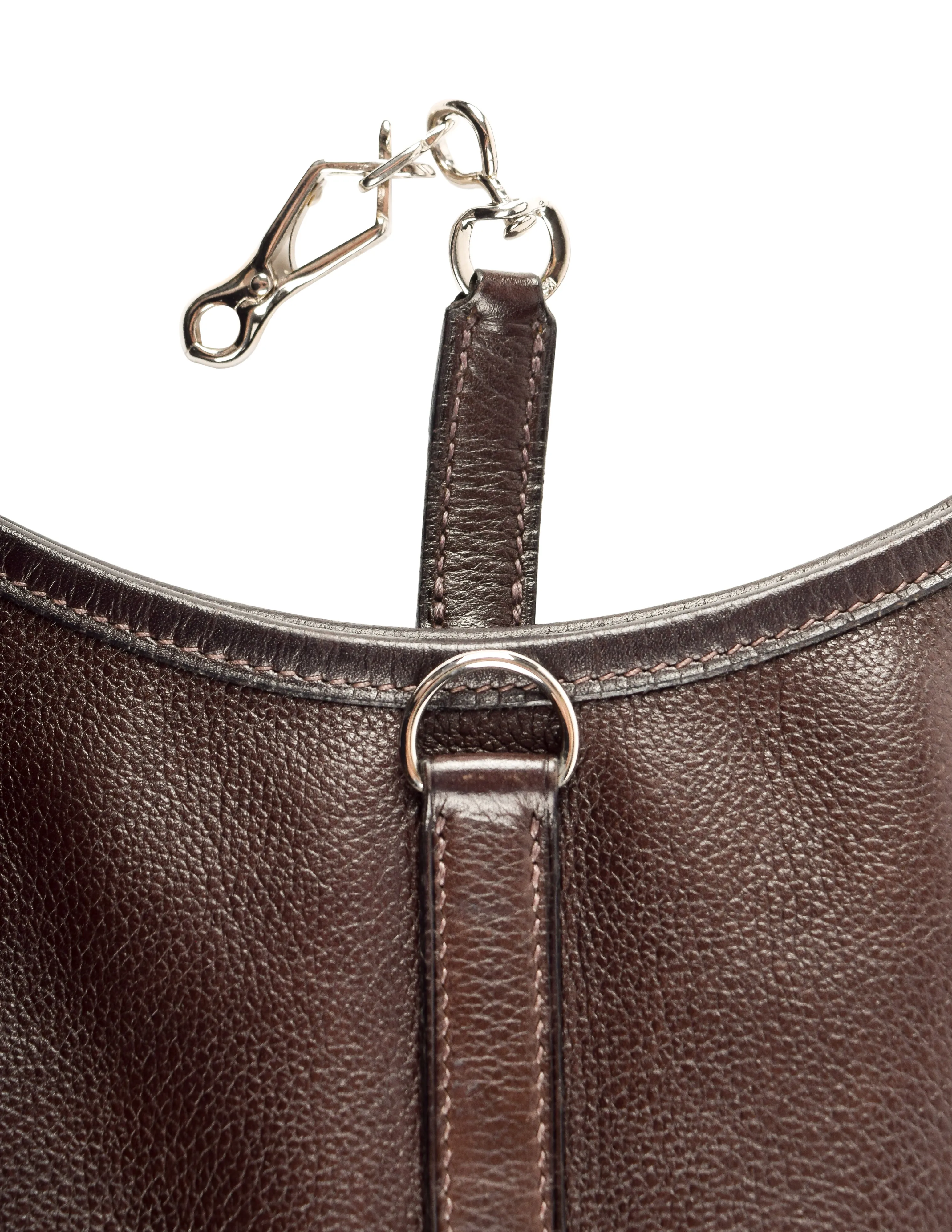 Hermes Vintage 2004 Chocolate Brown Leather Sac Trim Anate Fringe Shoulder Satchel Bag
