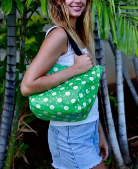 Honolulu Tote Bag Daisy Rain & Palaka Black (Reversible)