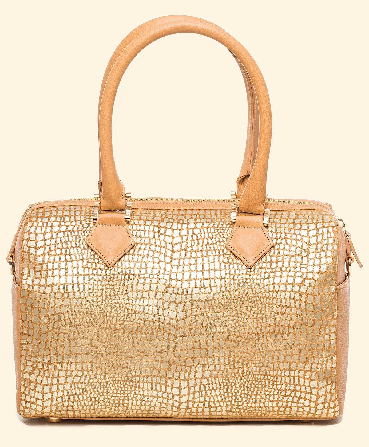 I Duffle Dare You in Camel Gold Platinum Baby Croc
