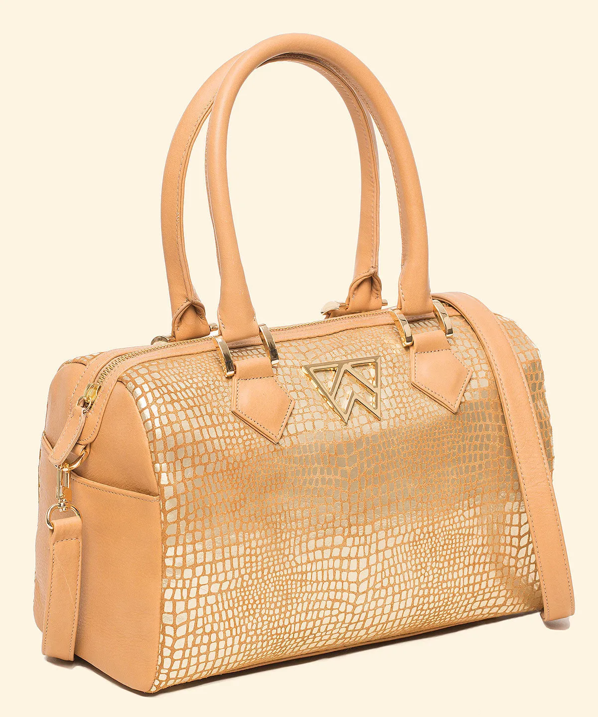 I Duffle Dare You in Camel Gold Platinum Baby Croc