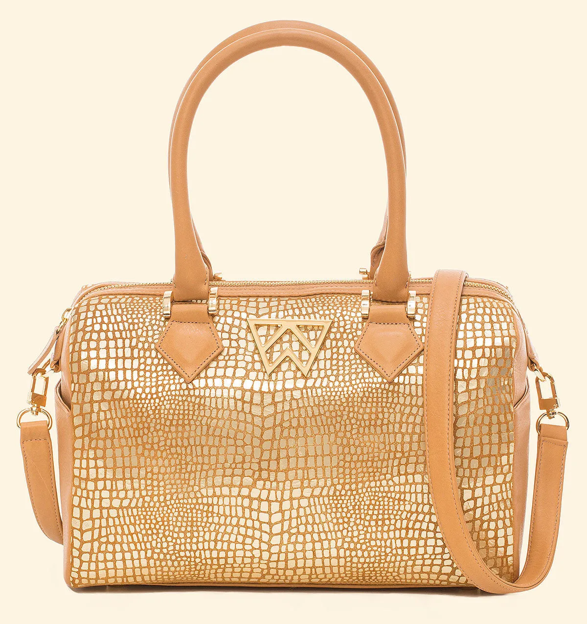 I Duffle Dare You in Camel Gold Platinum Baby Croc
